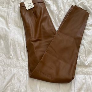 Zara faux leather brown pants